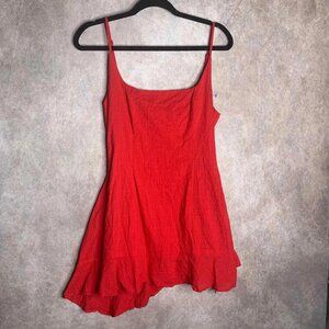 Princess Polly Womens Blouse Tank Top Size 8 Red Sleeveless Asymmetric Ruffle